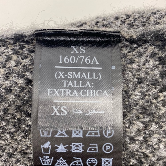 All Saints Grey Black Khaki Patterned V-Neck Wool Blend Cardigan - Picture 9 of 12